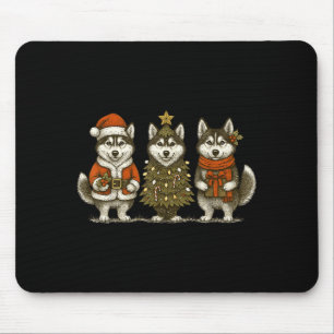 Sibirischer Husky Weihnachtslichter Hunde Liebhabe Mousepad