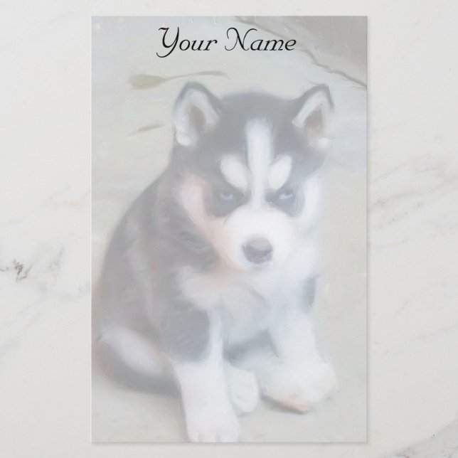 Sibirischer Husky-Welpe stationär Briefpapier (Vorderseite)