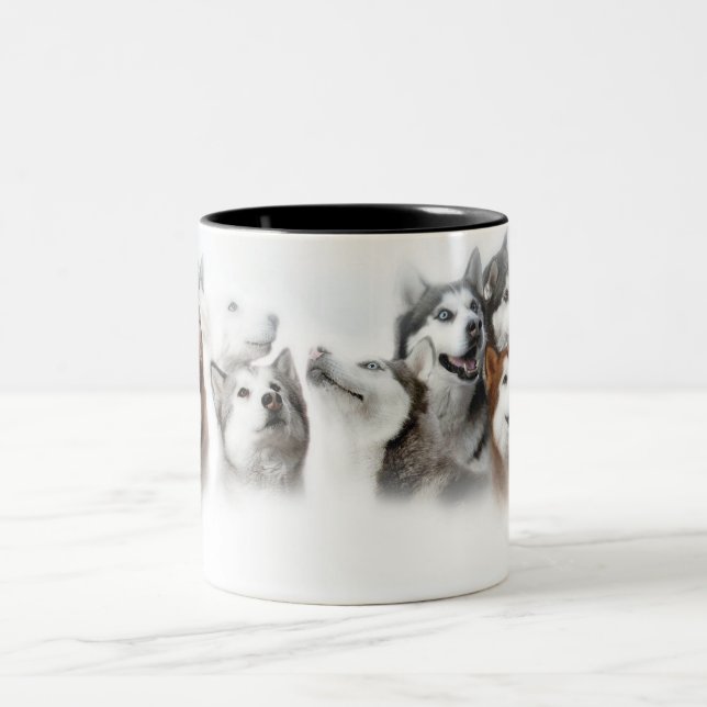 Sibirischer Husky Zweifarbige Tasse (Mittel)
