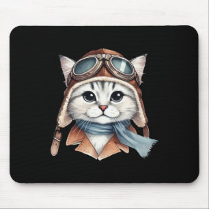 Sibirischer Katzenpilotenaufkleber Mousepad