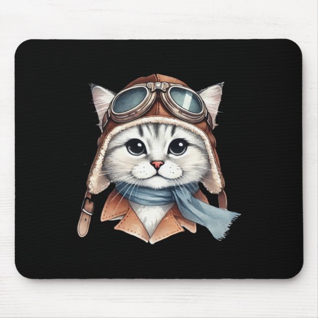 Sibirischer Katzenpilotenaufkleber Mousepad (Vorne)