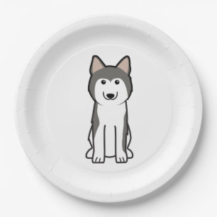 Sibirischer Schlittenhund-HundeCartoon Pappteller