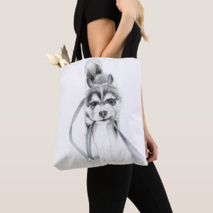 Sibirischer Schlittenhund-Welpe, der Kunst-Tasche