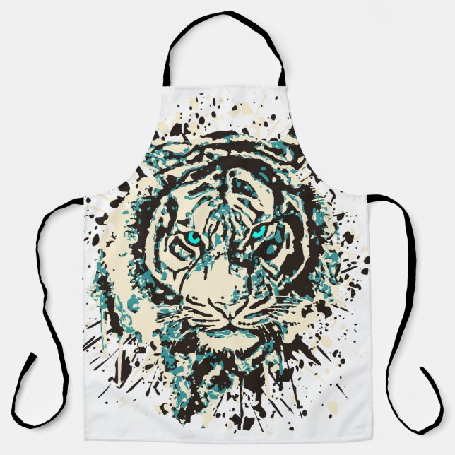 Sibirischer Tiger | Farbenfroher Tiger Zeichnend | Schürze (Vorderseite)