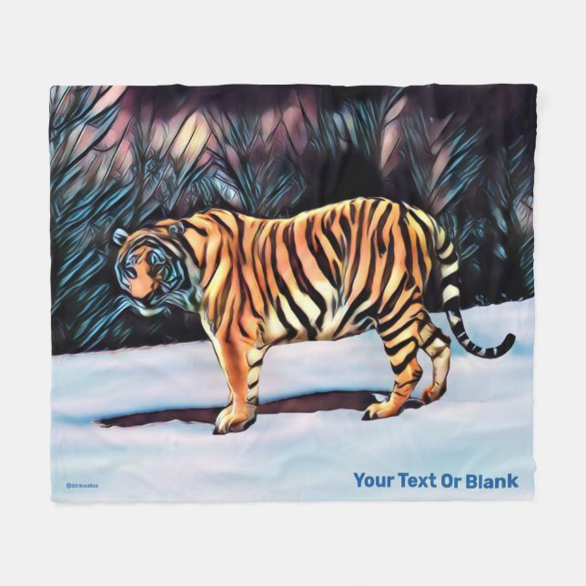 Sibirischer Tiger Fleecedecke (Vorderseite (Horizontal))