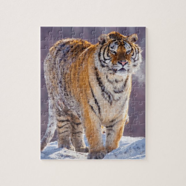 Sibirischer Tiger im Schnee, China Puzzle (Vertikal)