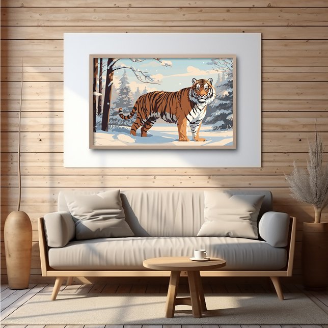 Sibirischer Tiger in Holz - Ai Poster (Von Creator hochgeladen)