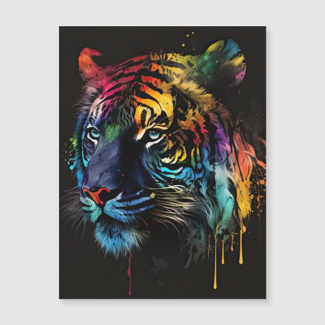 Sibirischer Tiger, Regenbogenfarben, Big Cat Art Magnetkarte (Vorderseite)