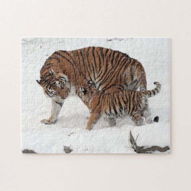 Sibirischer Tiger und CUB-Puzzlespiel Puzzle (Horizontal)