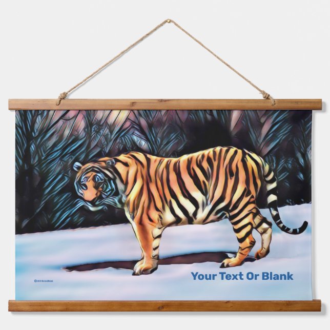 Sibirischer Tiger Wandteppich Mit Holzrahmen (Vorne)
