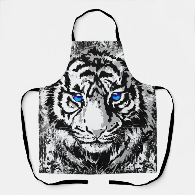 Sibirischer Weißtiger Kopf - Tiger Blue Eyes Schür Schürze (Vorderseite)