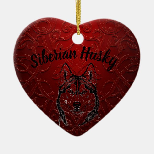 Sibirisches Husky Personalisiert Heart Ornament -  (Vorne)