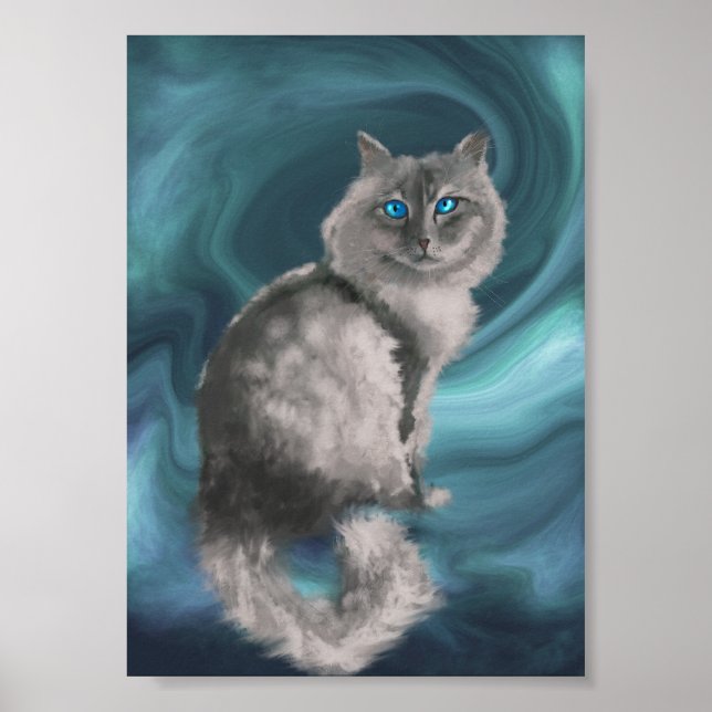 Sibirisches Katzen-Print Poster (Vorne)