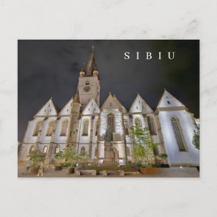 Sibiu Kathedrale am Abend Postkarte