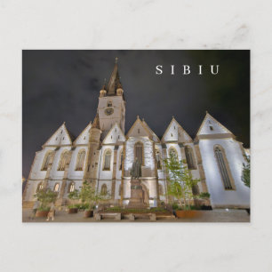 Sibiu Kathedrale am Abend Postkarte