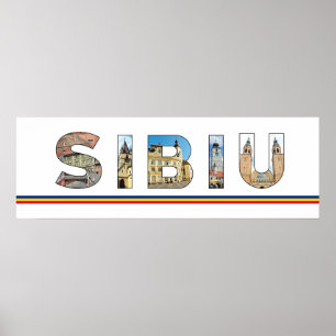 sibiu Stadt romania Sehenswürdigkeit im Textsymbol Poster