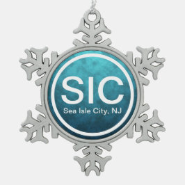 SIC NJ Sea Isle City New Jersey Beach Tag Schneeflocken Zinn-Ornament