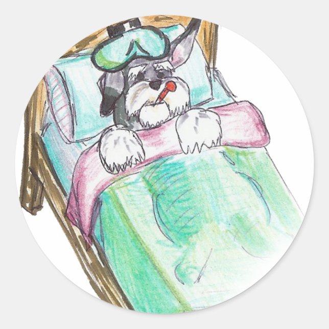 sich bald erholen : Bett Runder Aufkleber (Vorderseite)