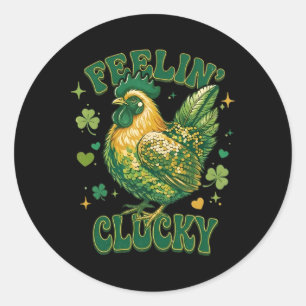 Sich clucky lustig fühlender Shamrock-Huhn St. Pat Runder Aufkleber