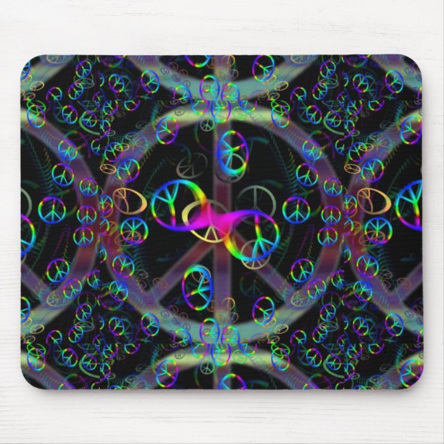 Sich hin- und herbewegende Neonfriedenszeichen Mousepad (Vorne)