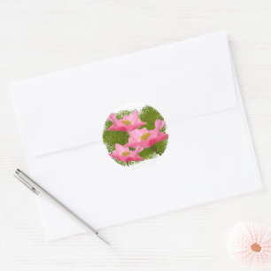 Sich hin- und herbewegende rosa Nahaufnahme der Runder Aufkleber