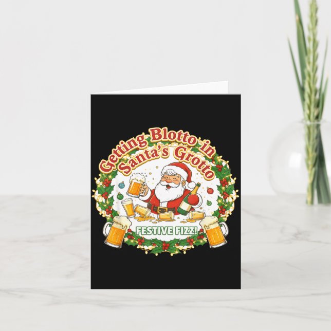 Sich in Santas Grotto besaufen Betrunkene Freunde  Karte (Vorderseite)