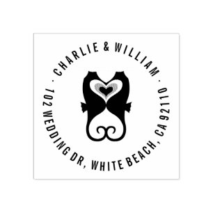 Sich küssende Seepferdchen Lieben Strandhochzeit S Gummistempel