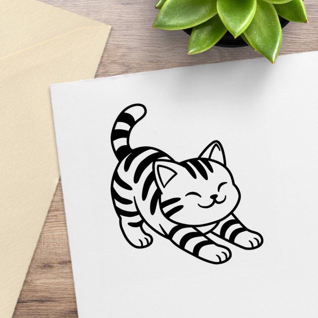 Sich streckende getigerte Katze Gummistempel (Von Creator hochgeladen)