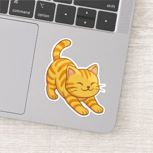 Sich streckende orange getigerte Katze Aufkleber