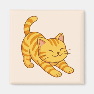 Sich streckende orange getigerte Katze Beige Magnet