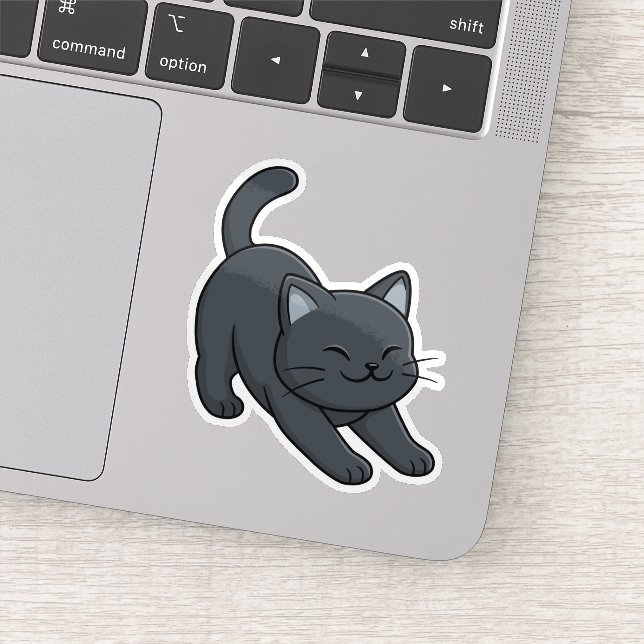 Sich streckende schwarze Katze Aufkleber (Detail)