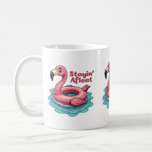 Sich über Wasser Haltender Lustiger Flamingo Pool  Kaffeetasse