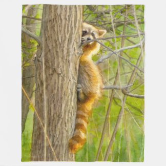 Sich umsehender Waschbär-Aquarell-Kunst Fleecedecke