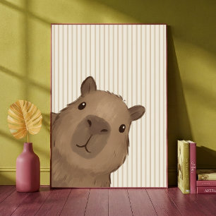 Sich umsehendes Capybara Süßes Tier Kinderzimmer K Poster