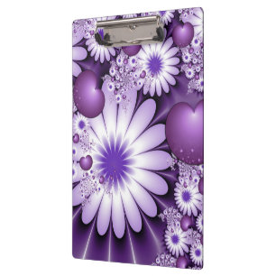 Sich verlieben Abstrakte Blumen und Herzen Fraktal Klemmbrett