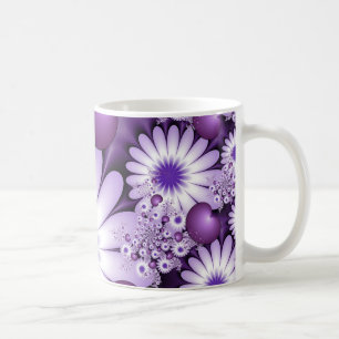 Sich verlieben Abstrakte Blumen und Herzen Fraktal Tasse