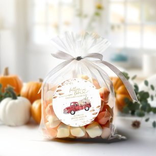 Sich Verliebende Herbst-Rote Vintage-Lieferwagen F Runder Aufkleber