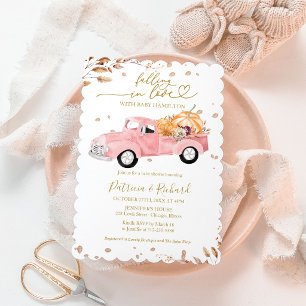 Sich Verliebendes Vintage-LKW-Kürbis-Baby-Party Einladung