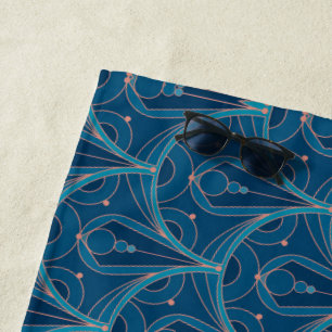 Sich wiederholendes geometrisches Art Deco-Muster Strandtuch