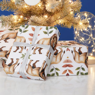 Sich wiederholendes Muster aus Löwen, Giraffen und Geschenkpapier