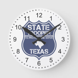 Sich zu schützen und zu dienen Texas-StaatTrooper Runde Wanduhr