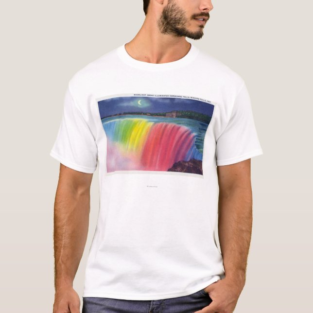 Sichelförmiger Mond über belichtetem Horseshow T-Shirt (Vorderseite)