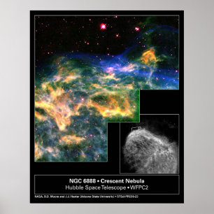 Sichelförmiges Nebelfleck 6888 Hubble Teleskop Poster