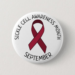 Sichelzellenbewusstsein Burgund Ribbon Button