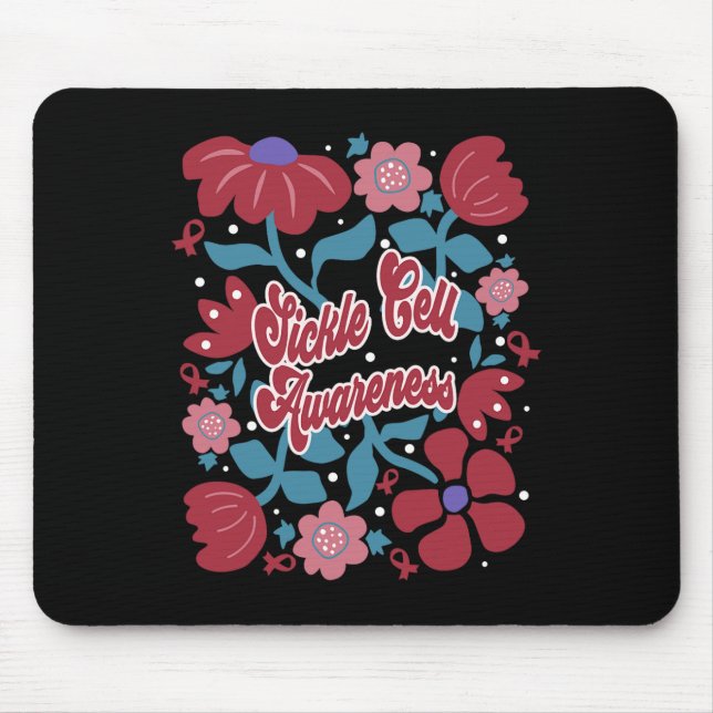 Sichelzellenbewusstsein Groovy Burgund Blume Art R Mousepad (Vorne)