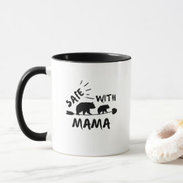 Sicher bei Mama-Bär-Silhouetten-Kunst Tasse