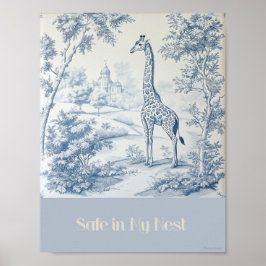 Sicher in meinem Nest Blue Giraffe Kinderzimmer Po Poster