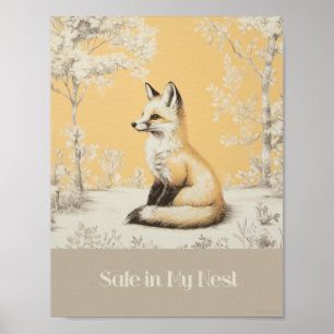 Sicher in meinem Nest Orange Fox Kinderzimmer Post Poster