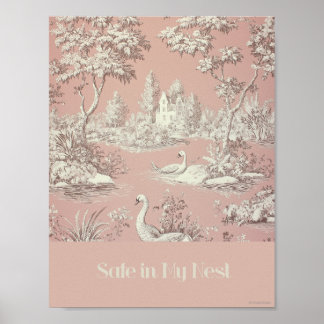 Sicher in meinem Nest Pink Swans Kinderzimmer Post Poster