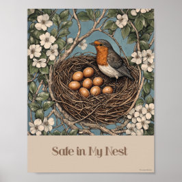 Sicher in meinem Nest-Vogel-Kinderzimmer-Poster Poster